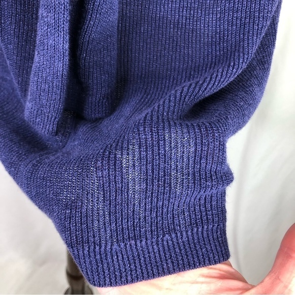 J. Jill v-neck sweater linen blend lightweight lapis purple blue pocket Medium - Picture 6 of 11